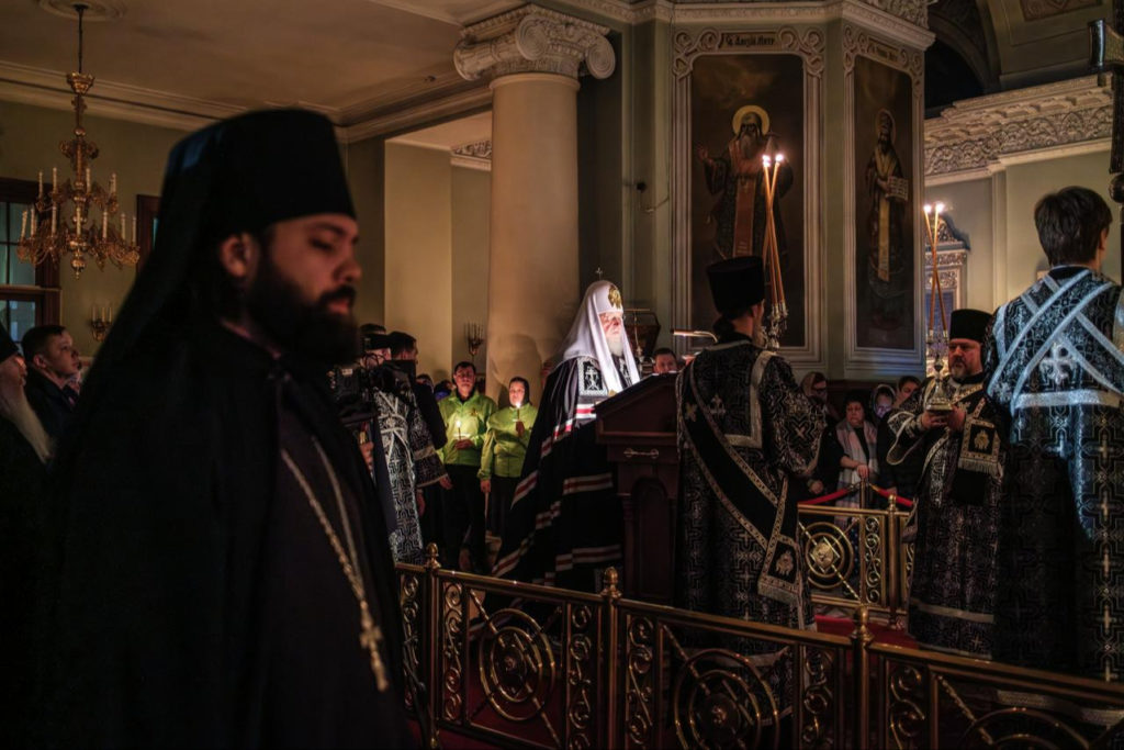 В среду первой седмицы Великого поста Предстоятель Русской Церкви совершил повечерие с чтением Великого канона прп. Андрея Критского в Даниловом монастыре