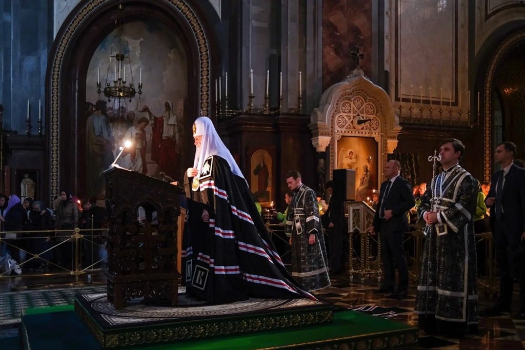 Святейший Патриарх Кирилл совершил утреню с чтением Великого канона преподобного Андрея Критского в Храме Христа Спасителя
