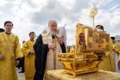 У День Хрещення Русі Предстоятель Руської Церкви звершив урочистий молебень біля пам'ятника рівноапостольному князеві Володимиру на Боровицькій площі в Москві